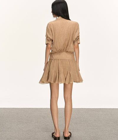 High Waist Pleated Shirt Dress ANA0065