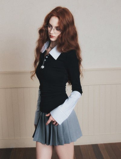 Fake Two-piece Polo Collar Shirt LUL0190