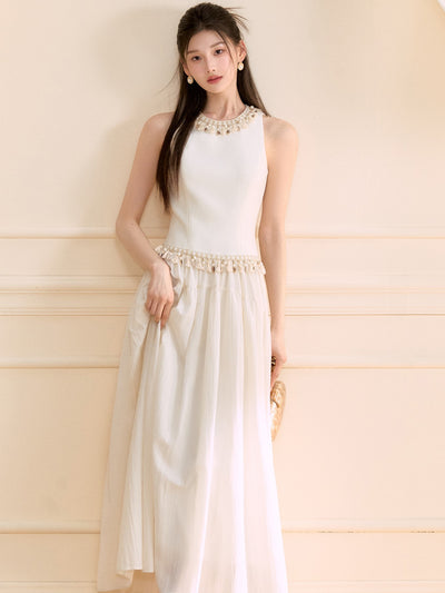 Beaded Sleeveless Long Dress OSH0126
