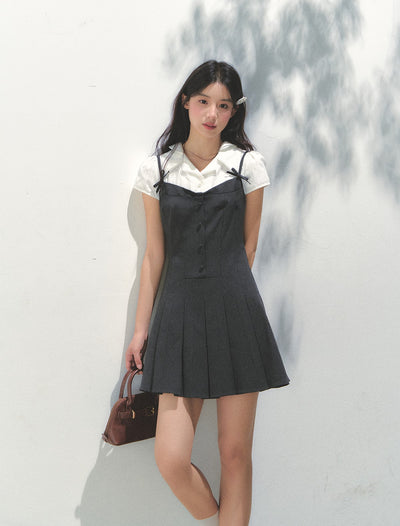Fake Two-piece Design Pleated Dress SUN0155