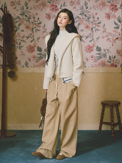 Hooded Suede Faux Fur Jacket LAL0239