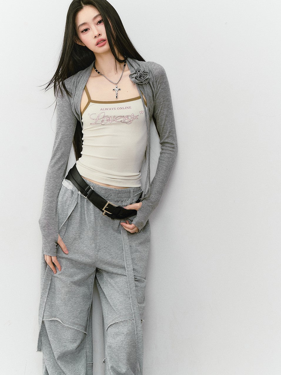 Flower Slim Fit Long-sleeved Cardigan VIA0334