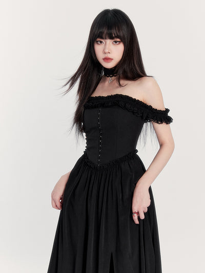 Romantic Holiday Pleated Suspender Slim Dress VOC0202