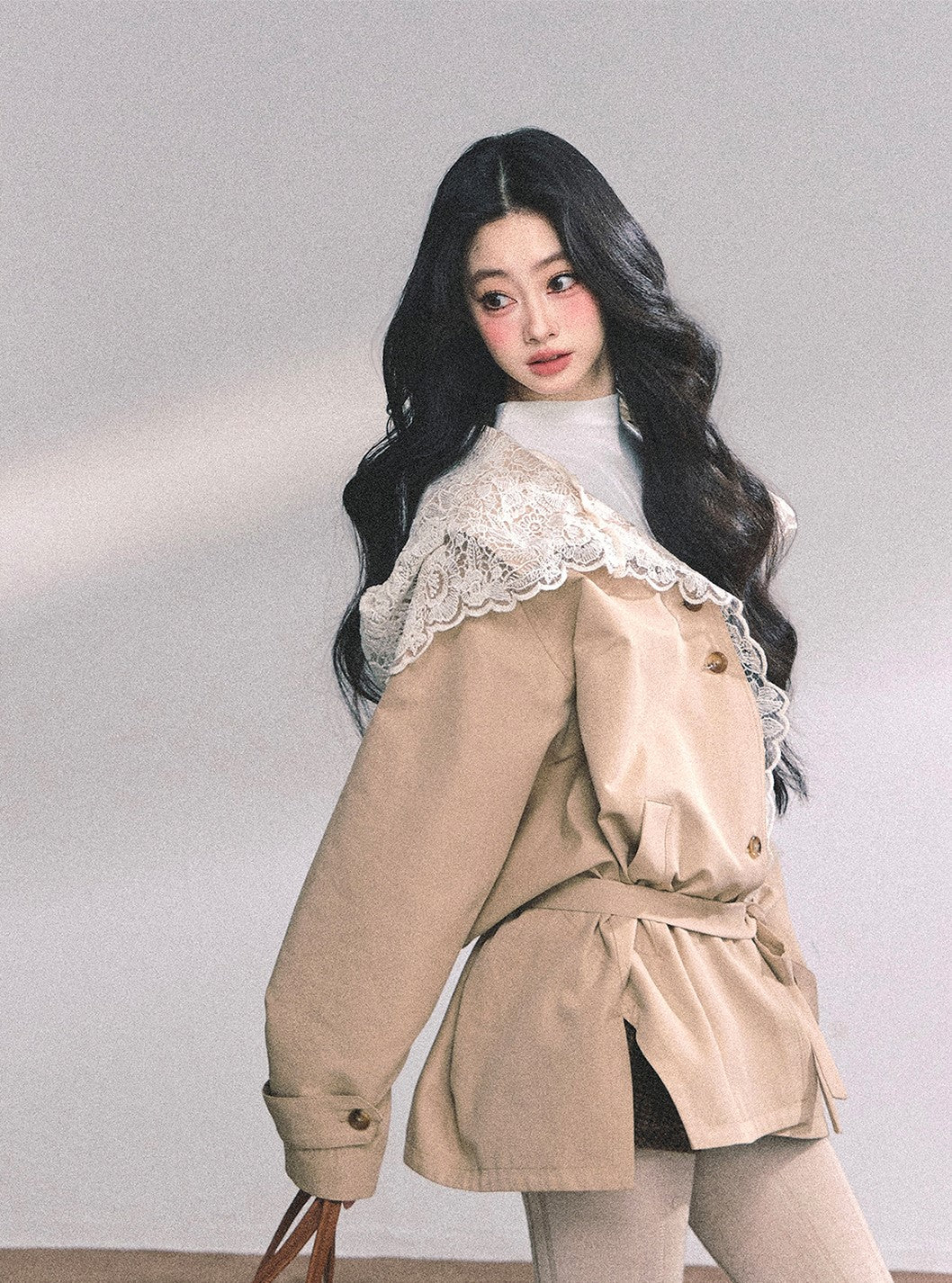 Hooded Lace Trench Jacket DIA0650