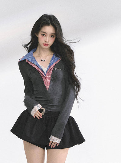Fake Two-piece Long-sleeved T-shirt DIA0526