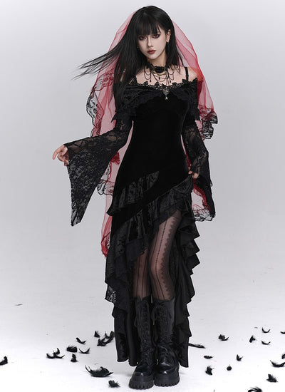 Lace Flared Sleeves Strap Dress LAD0239