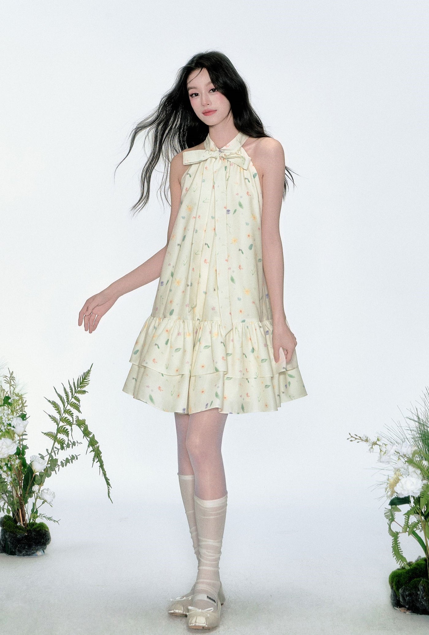 Romantic Floral Bow Tutu Dress FRA0360
