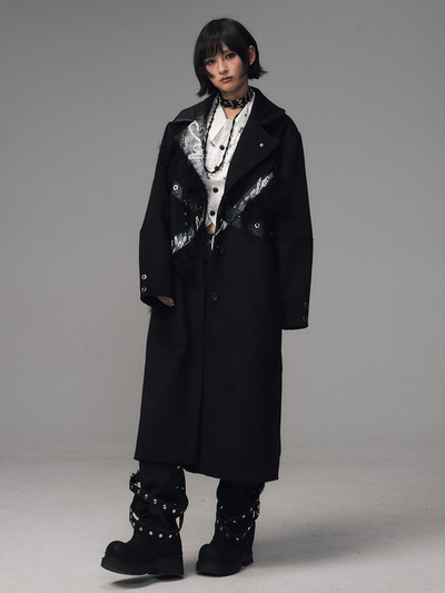 Punk Rock Print Patchwork Long Coat FRU0132