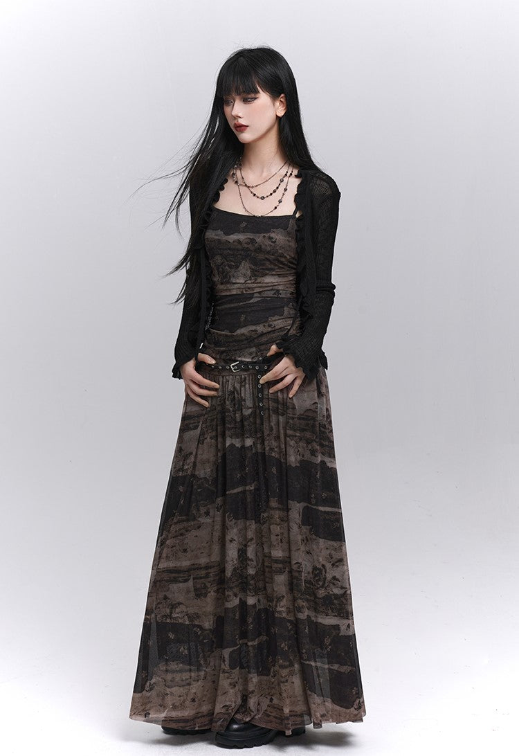 Black and Brown Suspender Dress LAD0210
