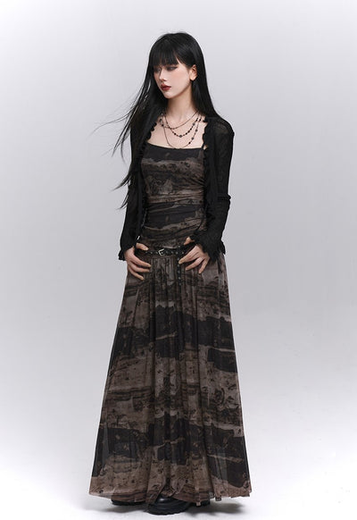 Black and Brown Suspender Dress LAD0210