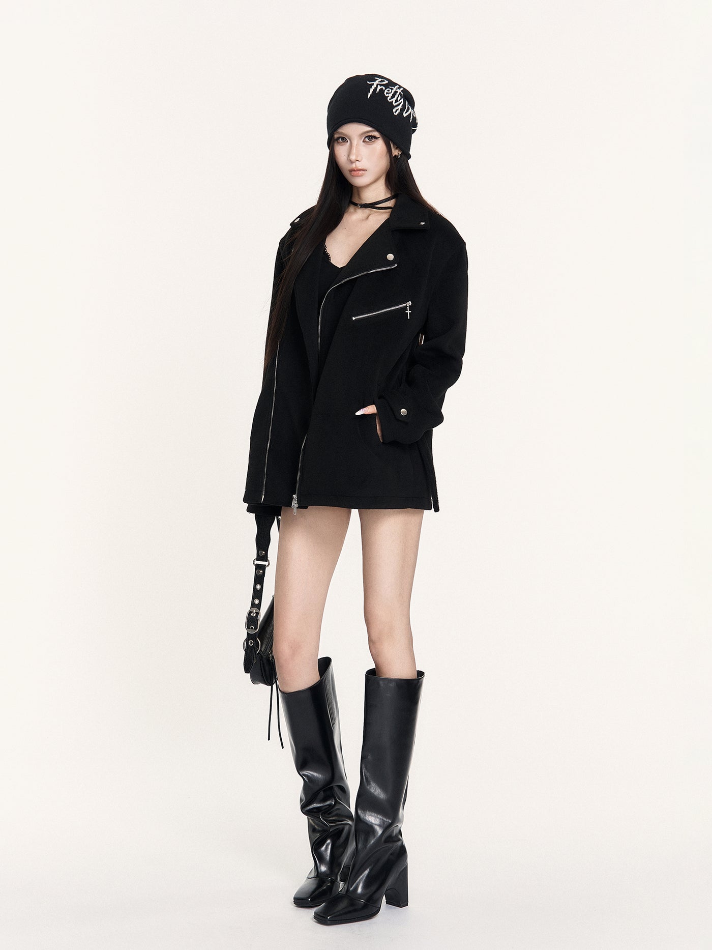 Black Street Style Oversized Jacket VOC0484