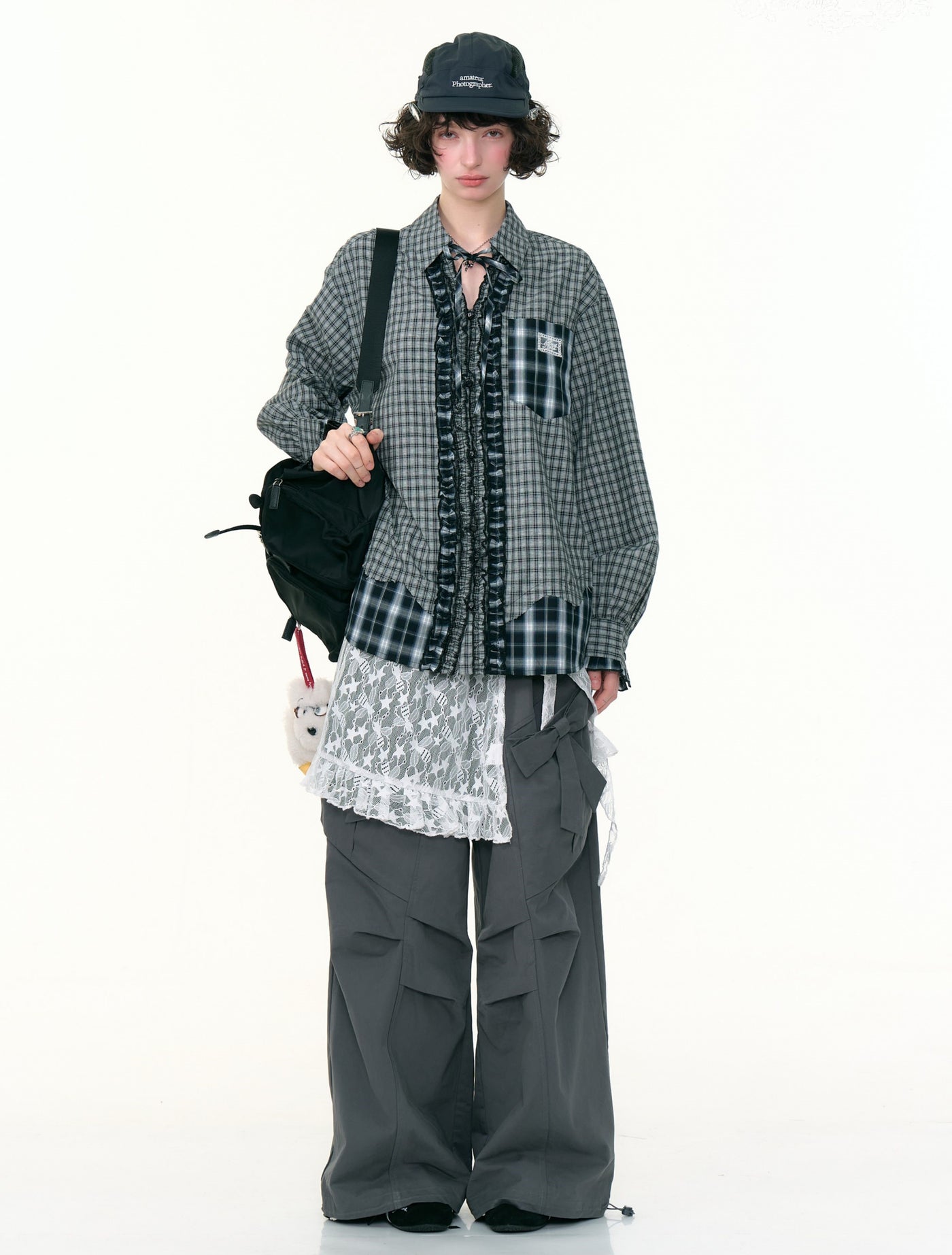 Retro Plaid Stitching Long-sleeved Shirt ZIZ0307