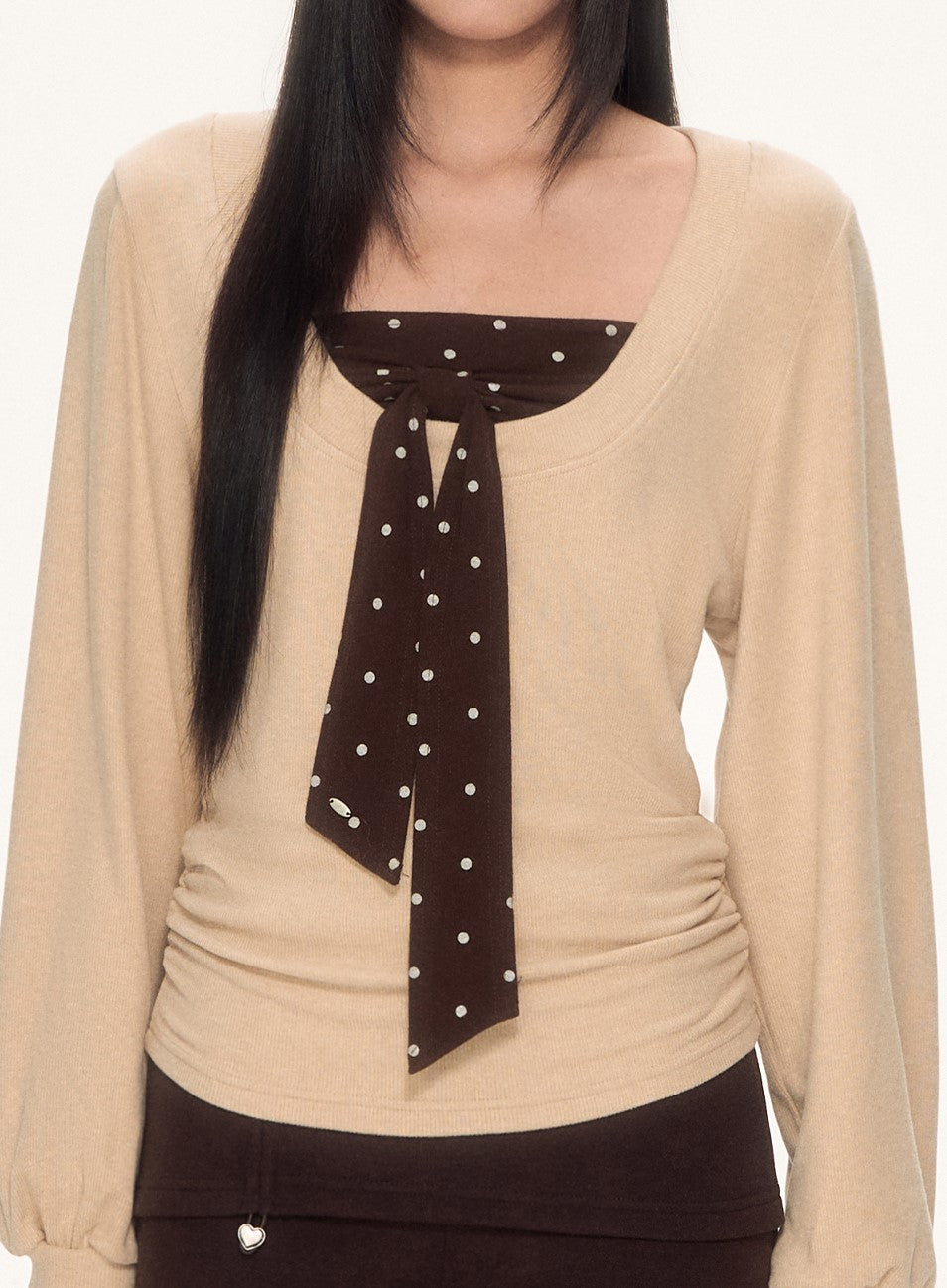 Polka Dot Bow Long-sleeved Top WEE0089