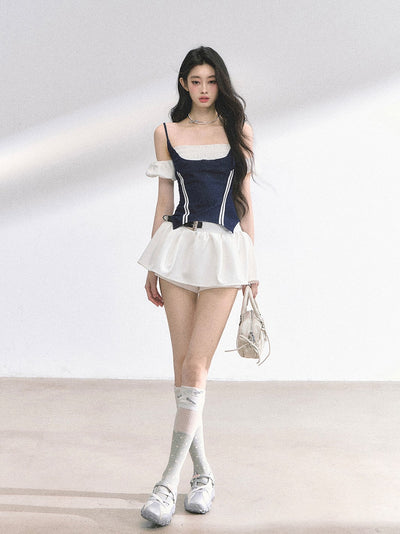 Fake Two-piece Suspender Shirt DIA0502