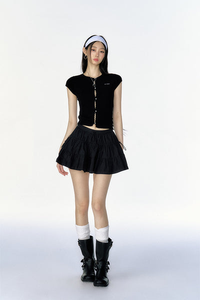 Black A-line Puffy Skirt CUR0100