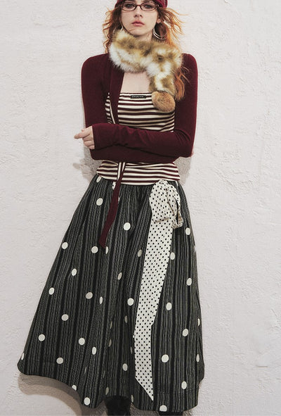 Striped Polka Dot A-line Puffy Skirt OFA0285