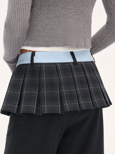 High-Waisted Design Plaid Skirt Flared Pants WEE0074