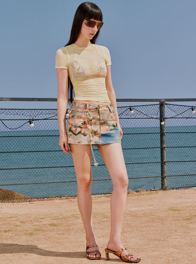 Retro Oil Painting Slim-fitting Low-waist Skirt RUN0053