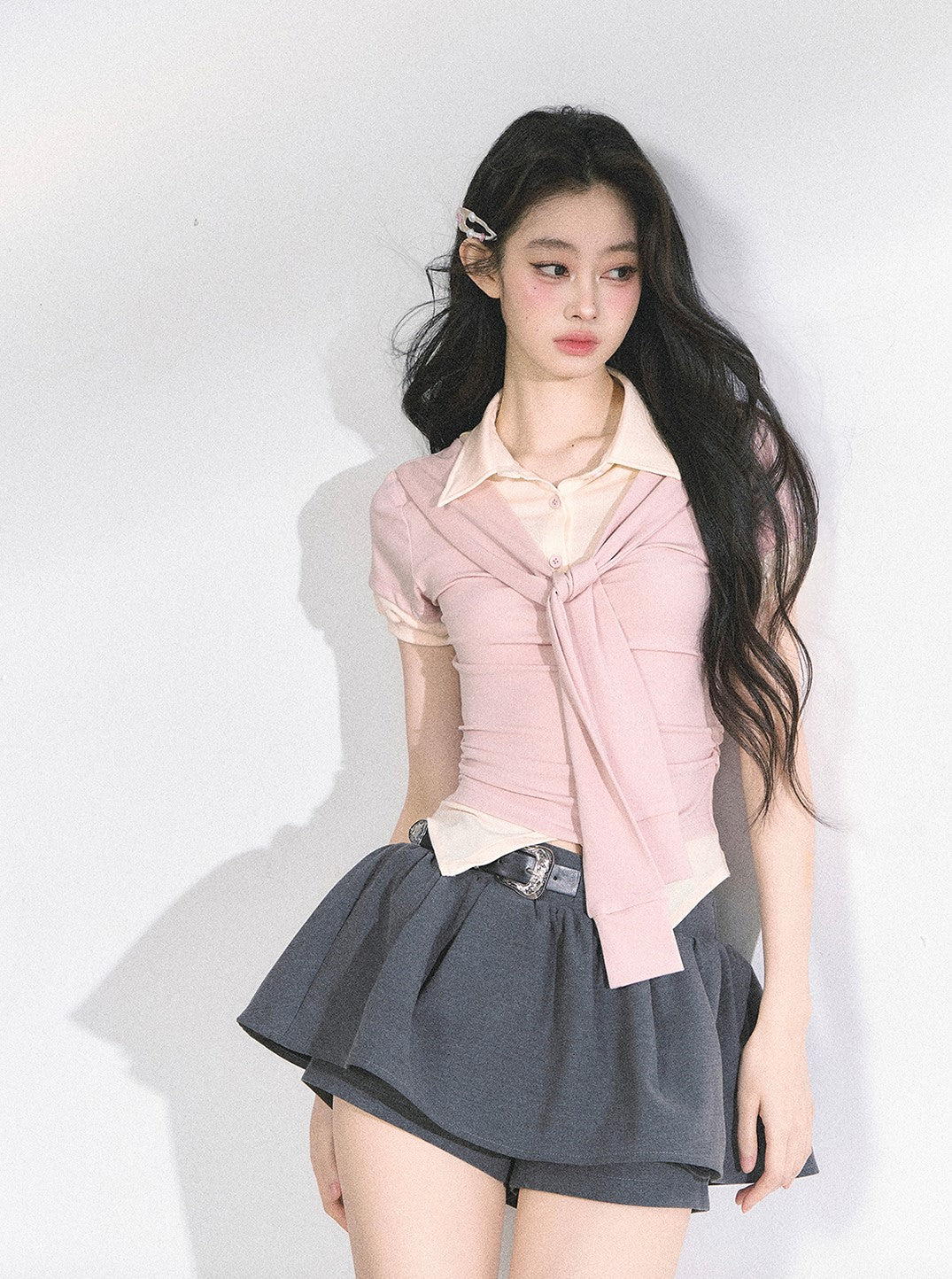 Straight Shoulder Short-sleeved T-shirt DIA0483
