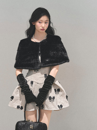 Two-Piece Flower Dress+Rich Cape DIA0728