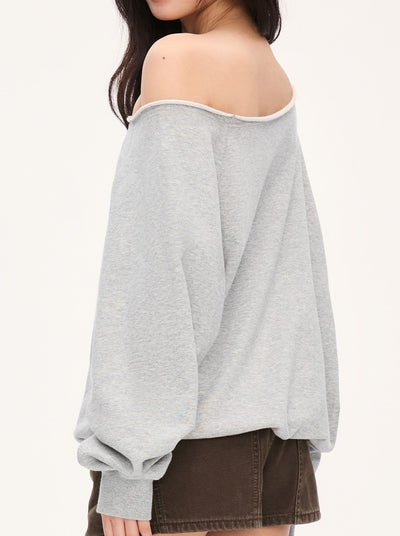 American Print Casual Off-Shoulder Sweatshirt WEE0077