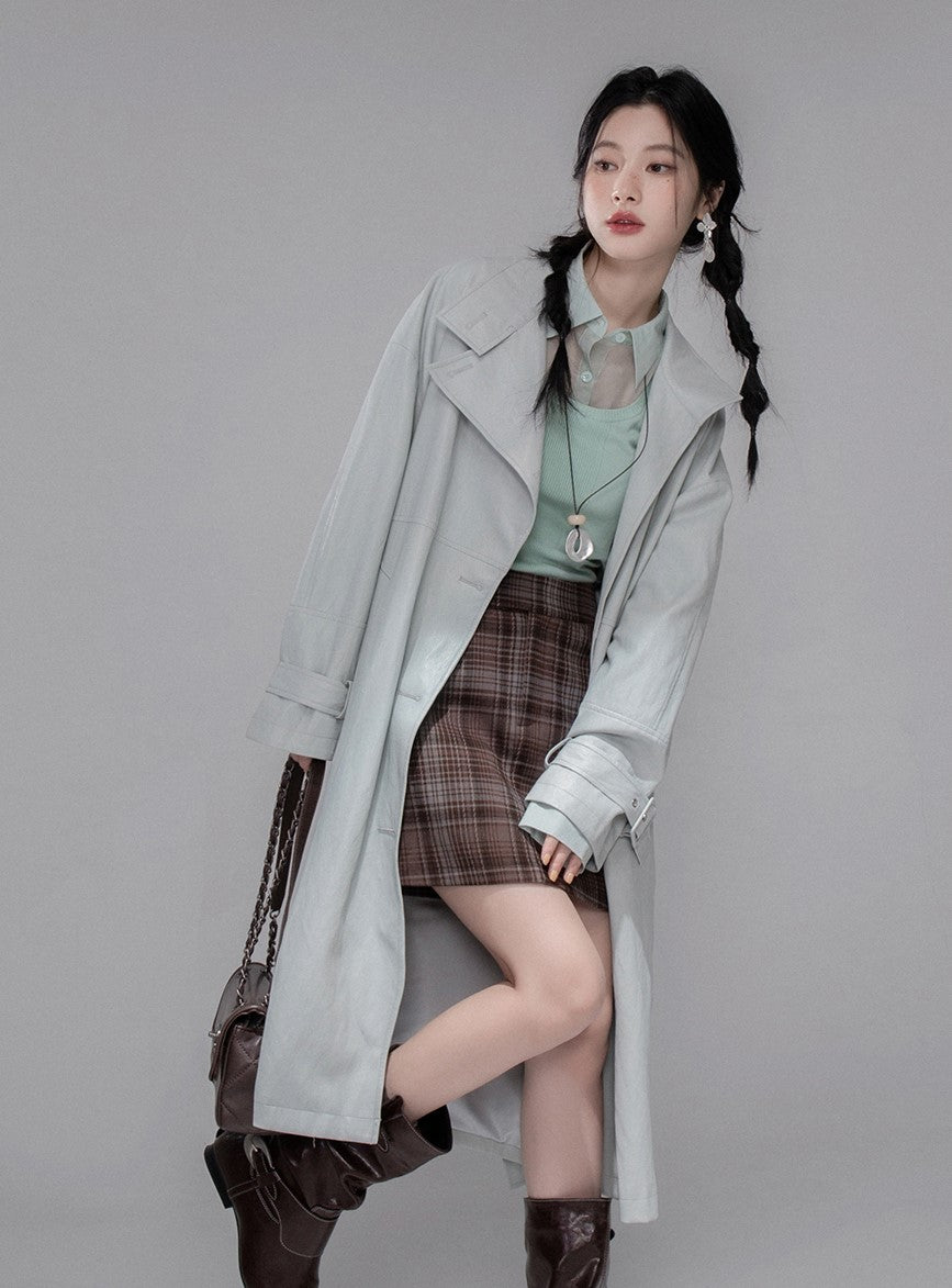 Mint Green Shirt Collar Sweater COT0352