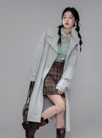 Mint Green Shirt Collar Sweater COT0352