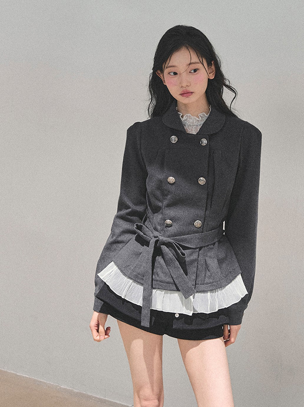 Gray French Style Suit Jacket DIA0764