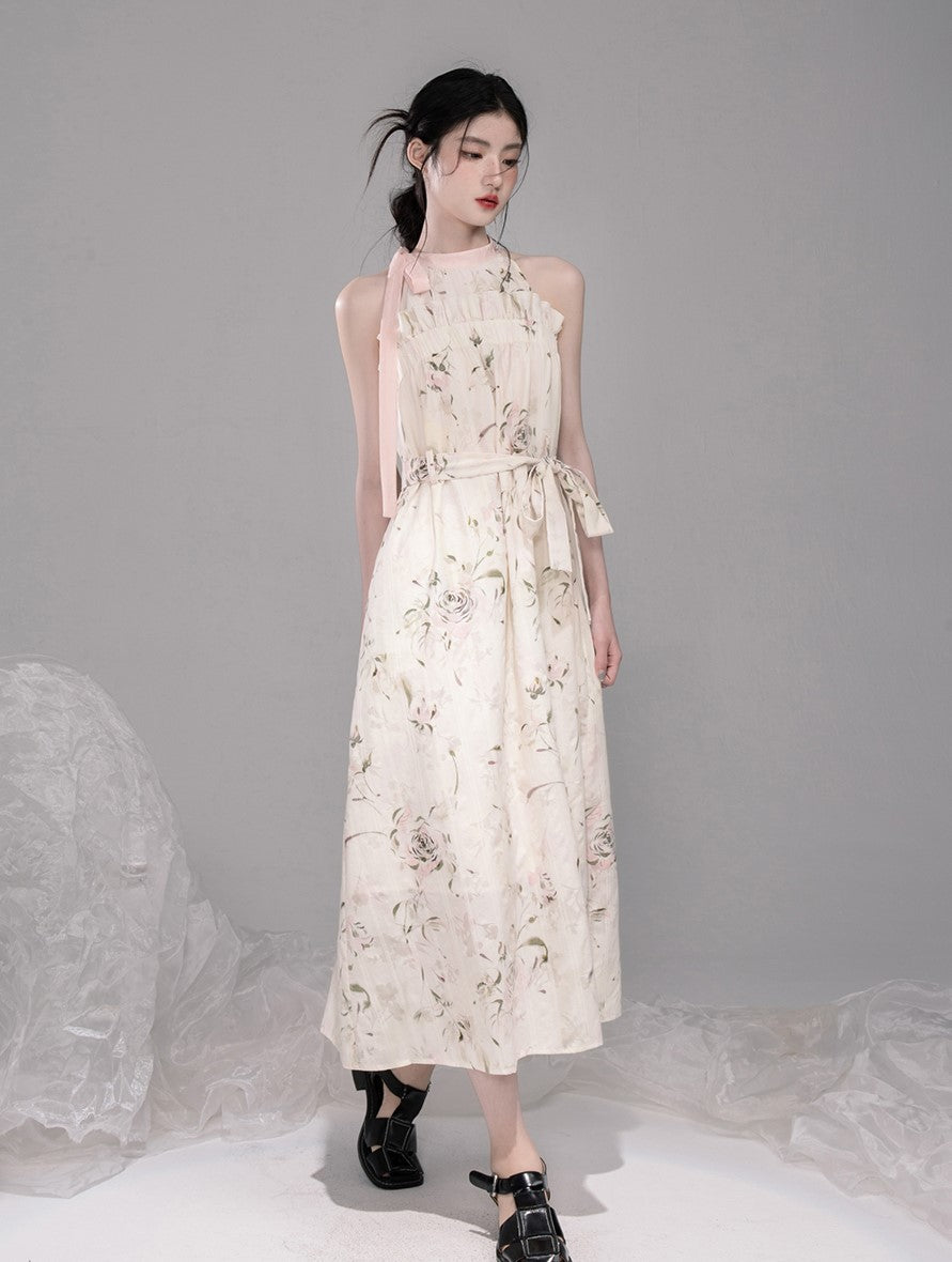 Rose Print One Shoulder Dress COT0323