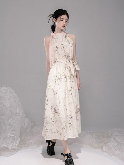 Rose Print One Shoulder Dress COT0323