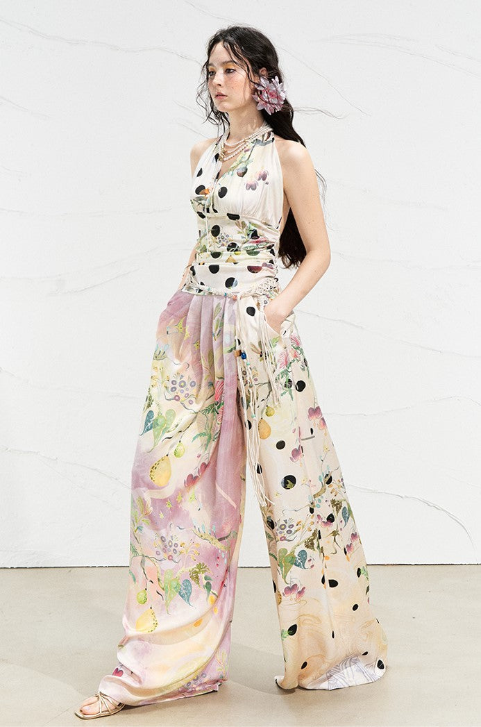 Flower Fruit Polka Dot Halter Neck Top OFA0260