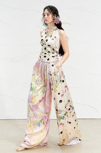 Flower Fruit Polka Dot Halter Neck Top OFA0260