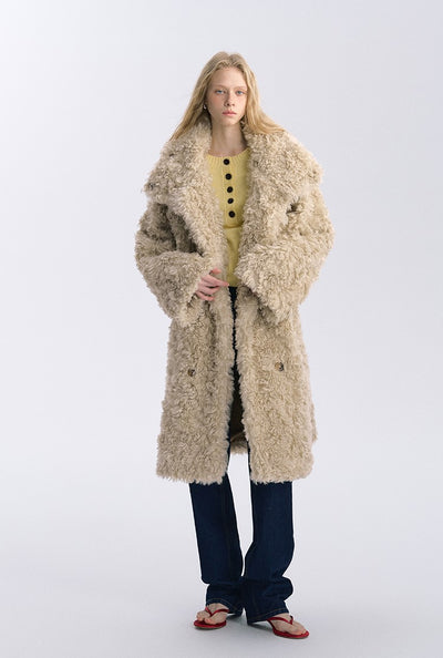 Double-breasted Fur Suede Long Plush Coat BYW0031