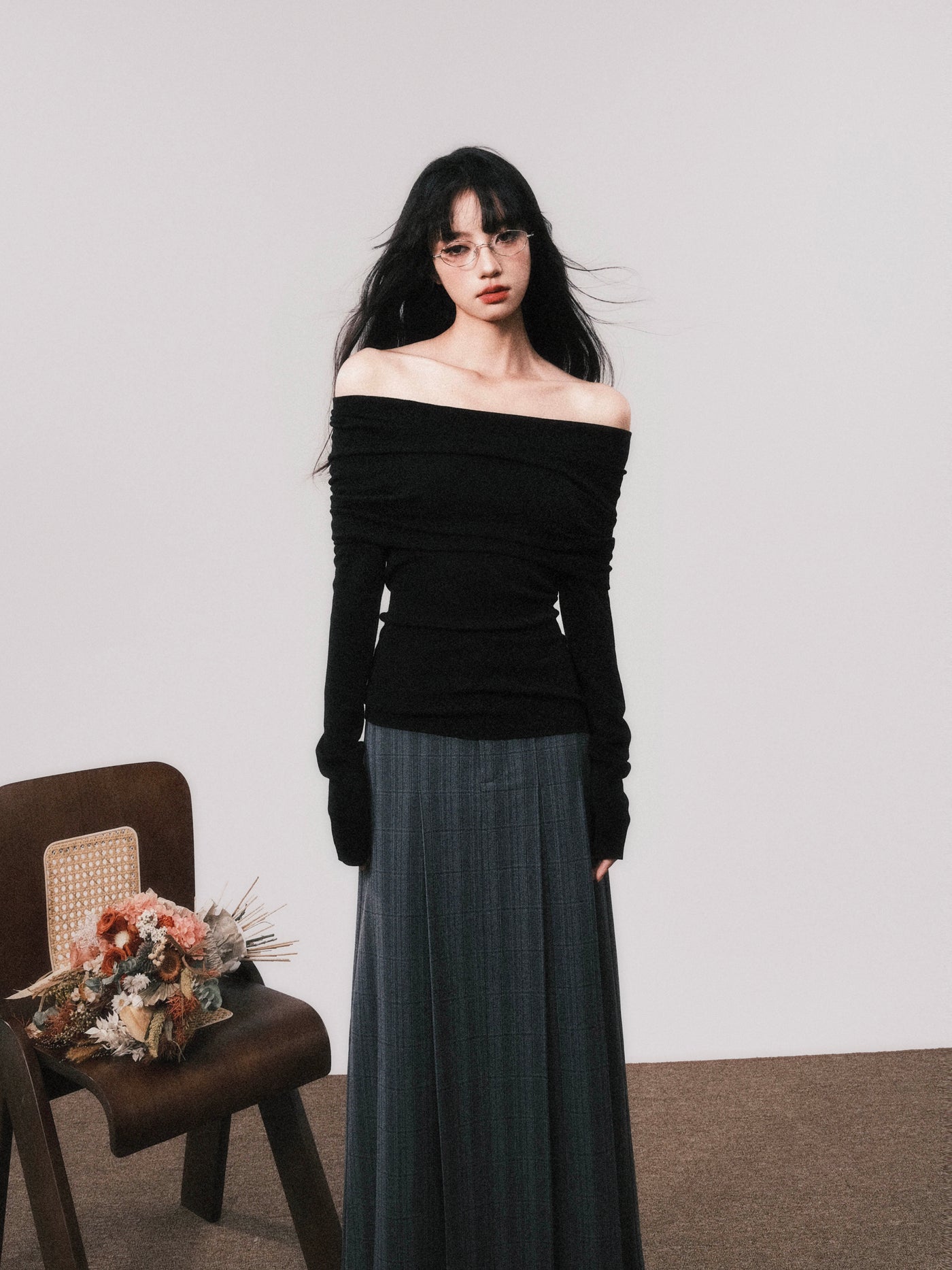 Lazy One Shoulder Slim Knitted Sweater LUL0111