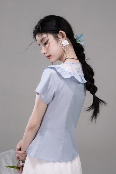 Lace Cotton Patchwork Shirt COT0286