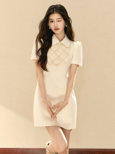 Lace Puff Sleeve A-line Dress OSH0132