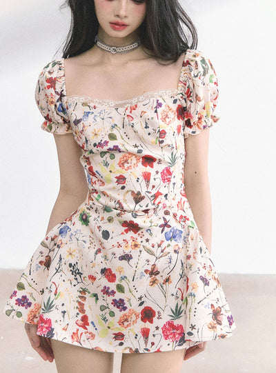 Lace Floral Slim Short Dress DIA0513