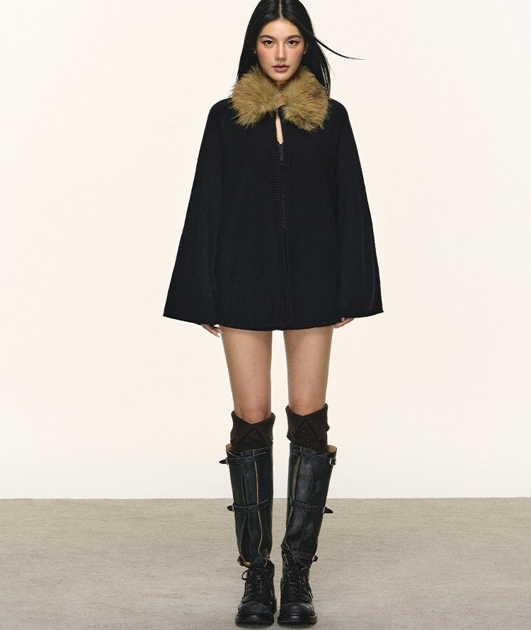 Eco-friendly Fur Collar Knitted Cardigan ANA0106