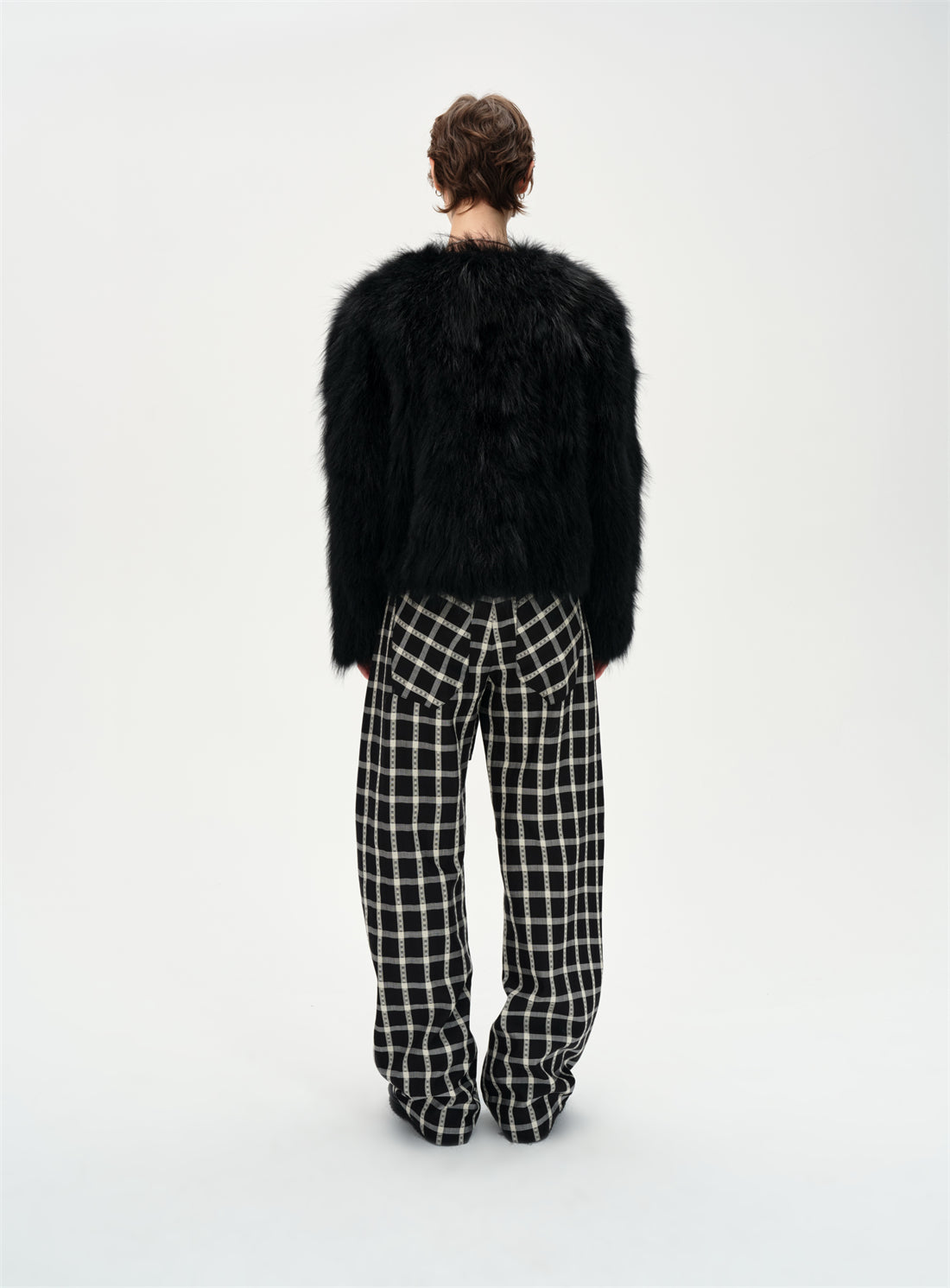 Check Drawstring Curved Casual Pants CUR0262