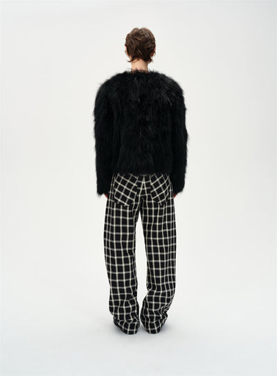 Check Drawstring Curved Casual Pants CUR0262