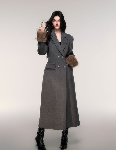 Grey Detachable Scarf Long Coat LUL0207