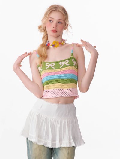 Colorful Striped Short Knitted Camisole ZIZ0111