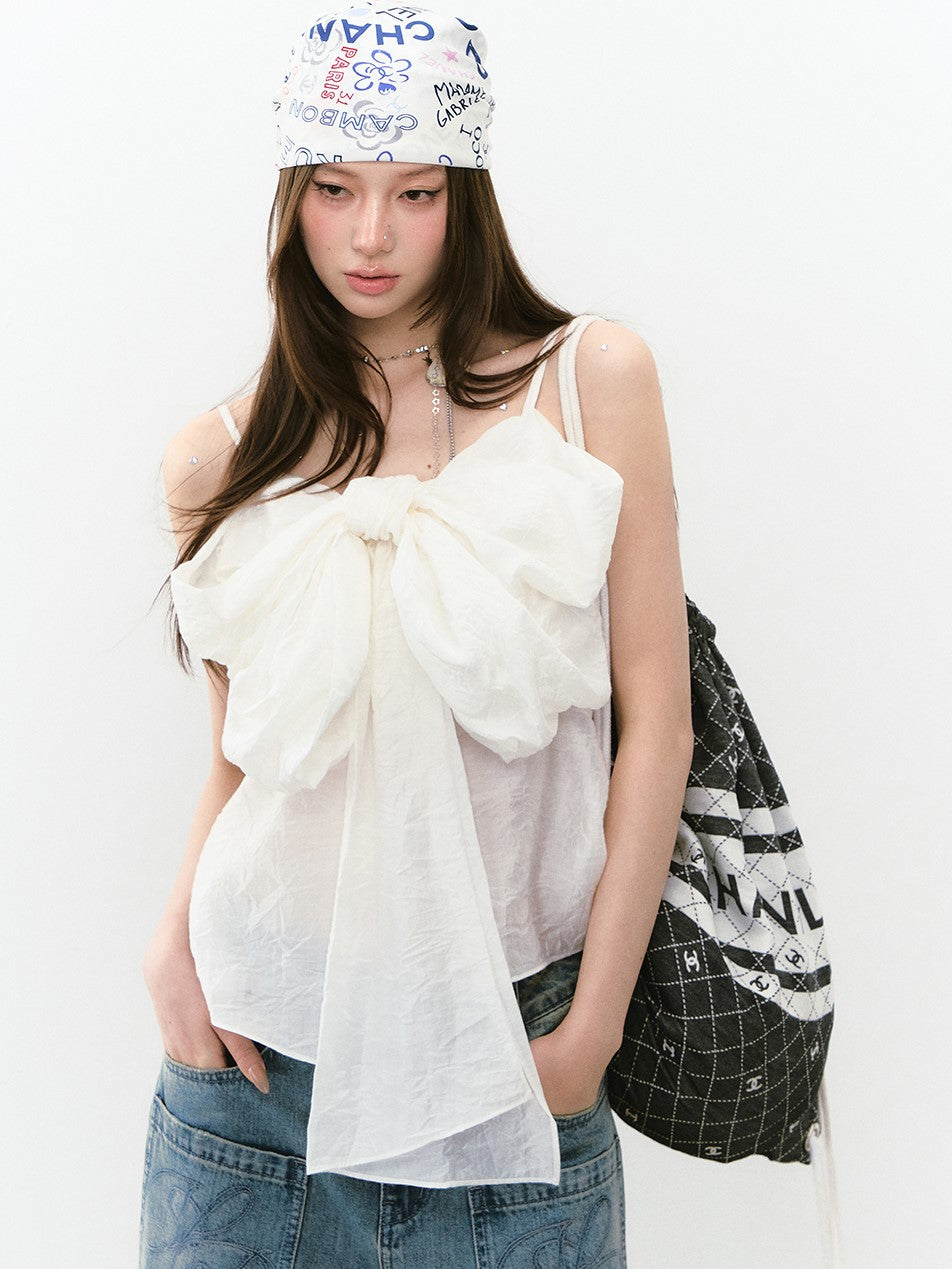 Bow Pleated Thin Camisole VIA0265