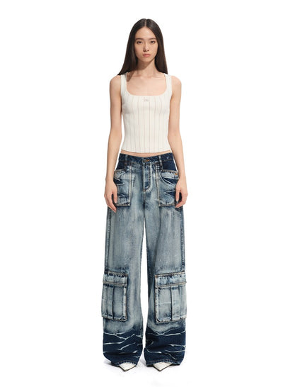 Large Pockets Wide-Leg Jeans NOT0314