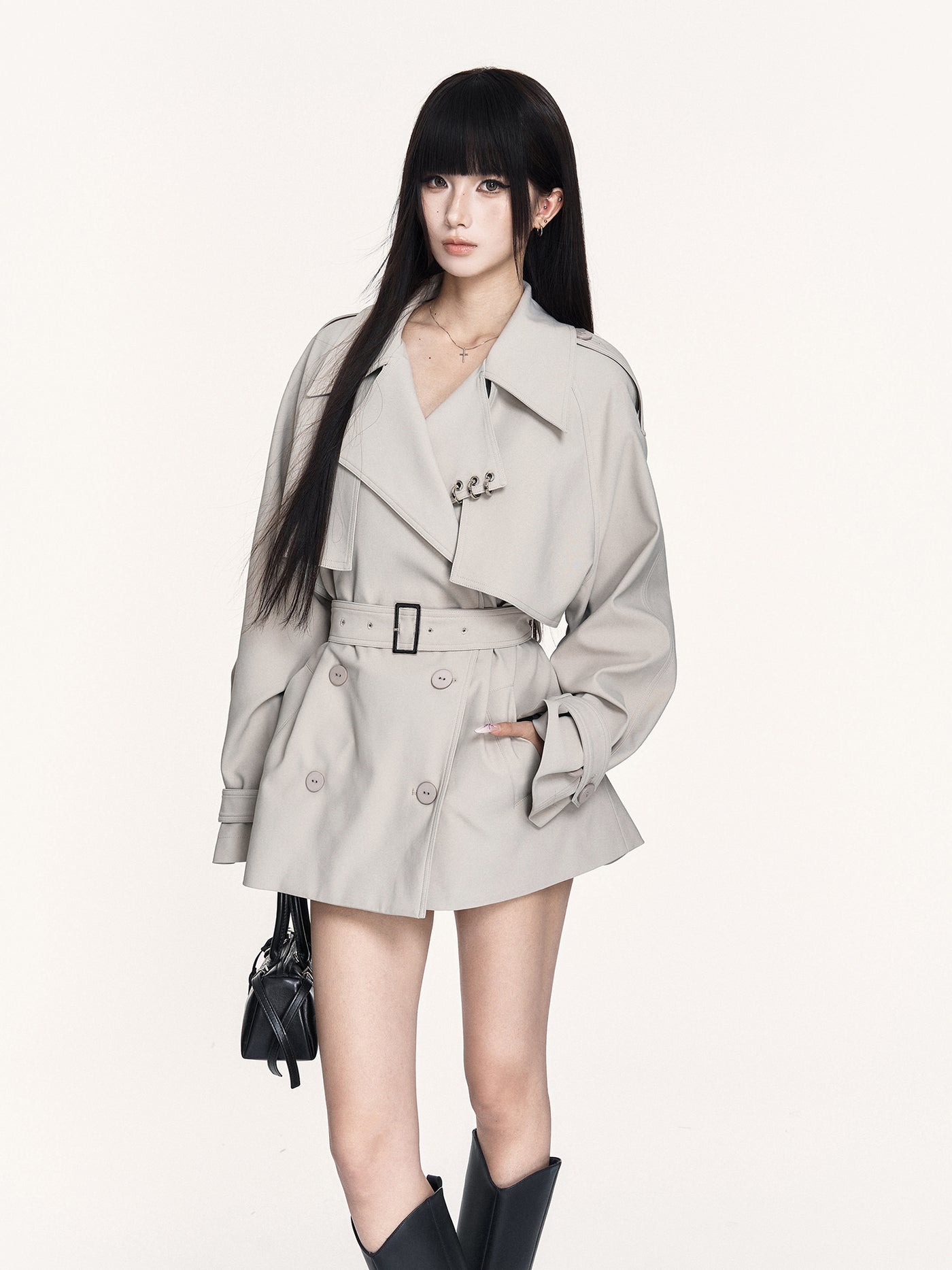Classic Stylish Short Trench Coat VOC0455