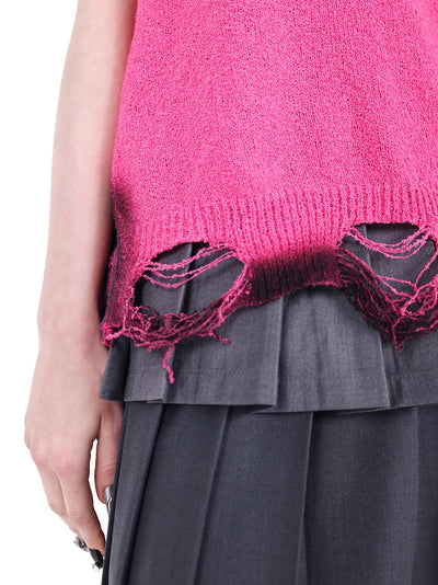 Graffiti Hole Rebellious Knitted Sleeveless Versatile Vest PIN0112