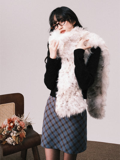 White Gentle Atmosphere Warm Fashionable Fur Scarf LUL0105