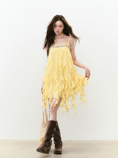 Beaded Flowing Sling Dress VIA0251