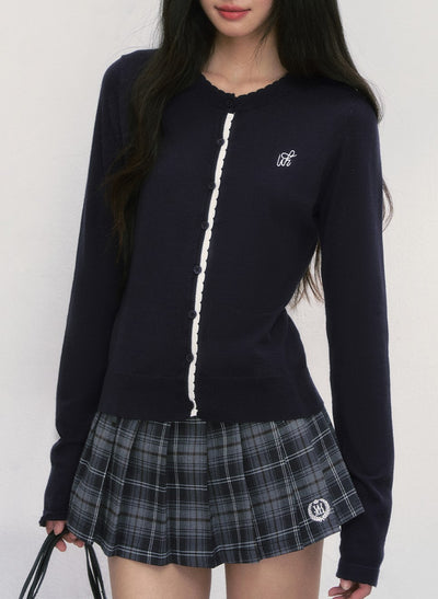 Contrast Color Knitted Cardigan WEE0044