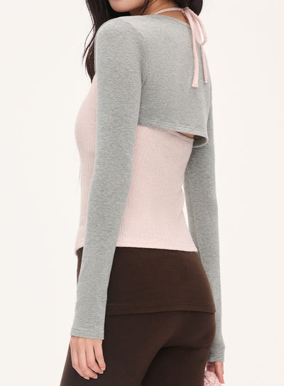 Two-piece Pink Camisole+Short Cardigan WEE0066